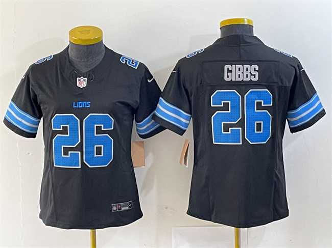 Womens Detroit Lions #26 Jahmyr Gibbs Black 2024 F.U.S.E. 2nd Alternate Vapor Limited Stitched Jersey->women nfl jersey->Women Jersey